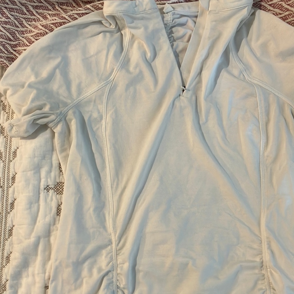 Athleta zip front shirt ruched white size xs